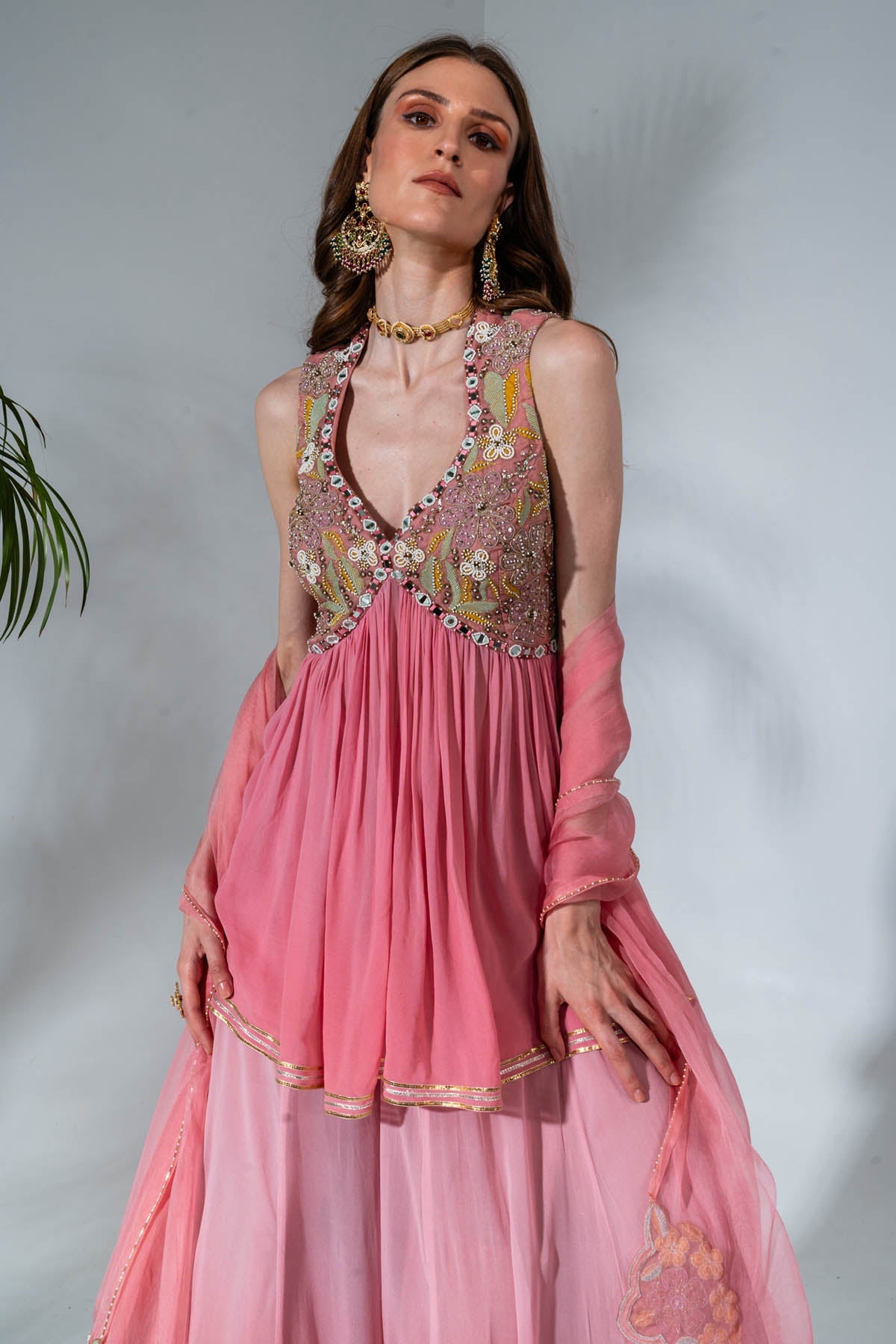 Designer Neha Khullar Pink Mirror Kurta Gharara Set for Women Online